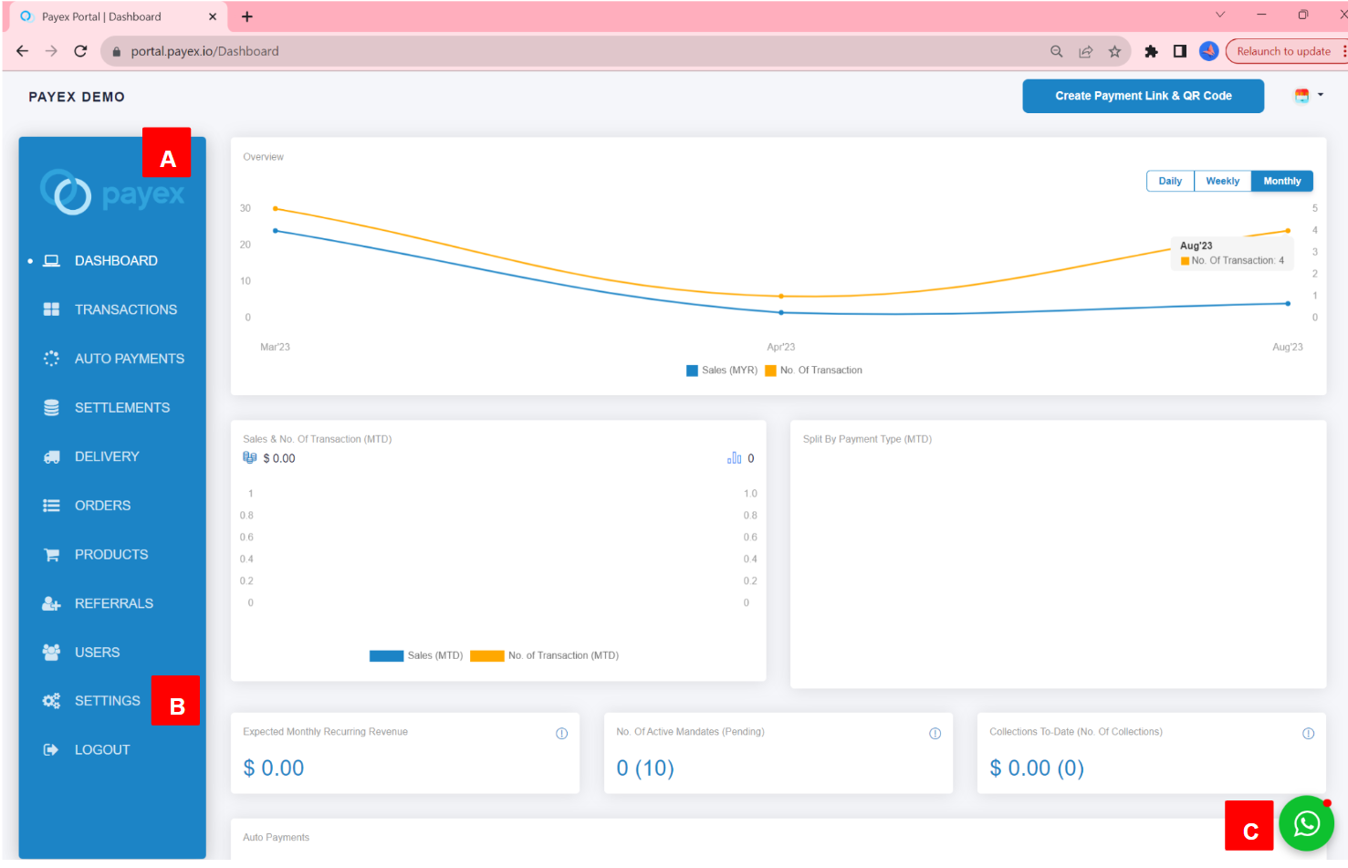 navigate dashboard payex