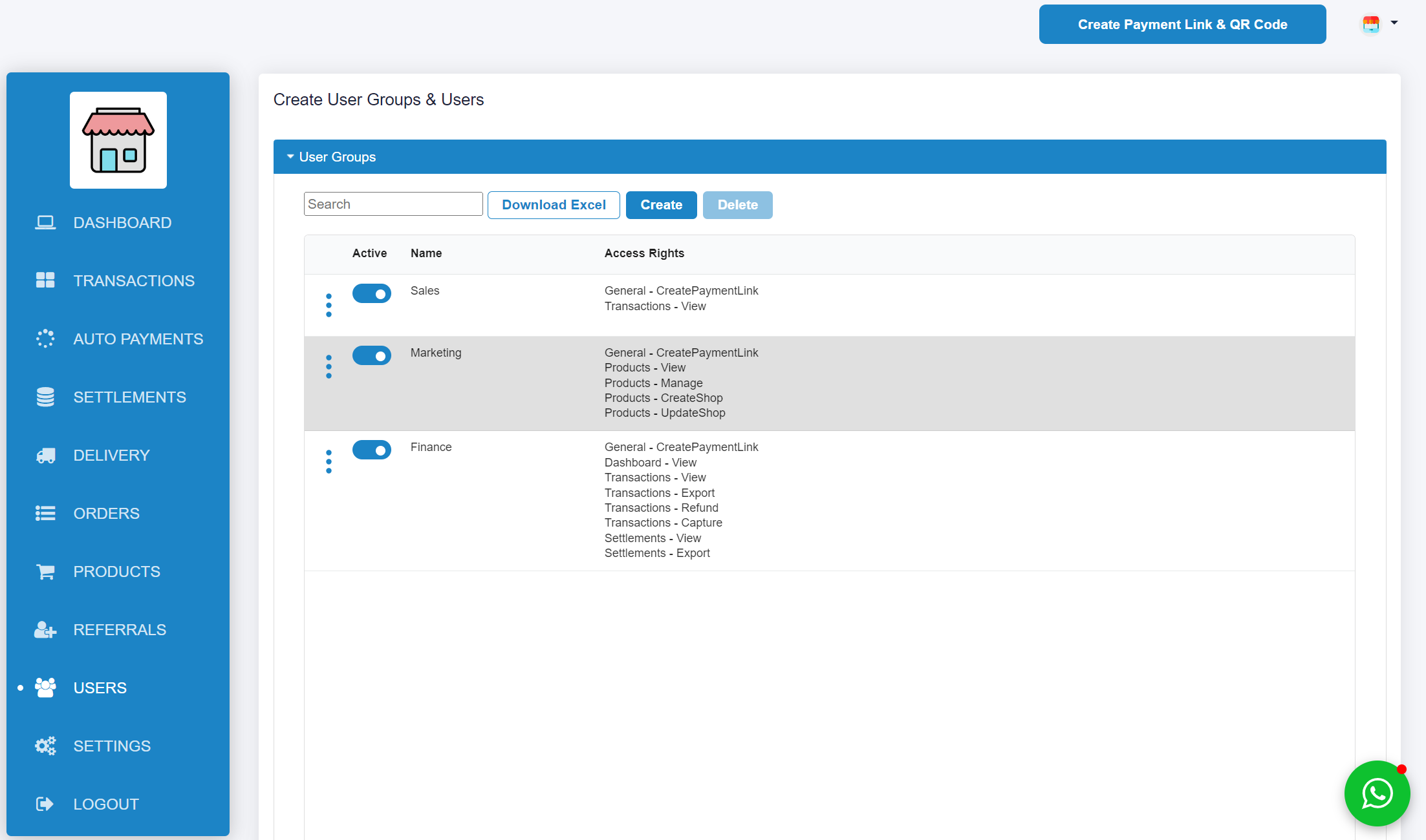 user dashboard